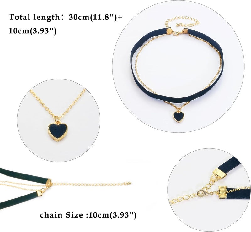 DAYANEY Heart Necklace Valentines Day Gifts for Her, Black Heart Choker Necklace Red Ribbon Choker Love Jewelry as New Year Gifts, Red Velvet Chocker Vintage Jewelry as Birthday Gift for Women - Image 4